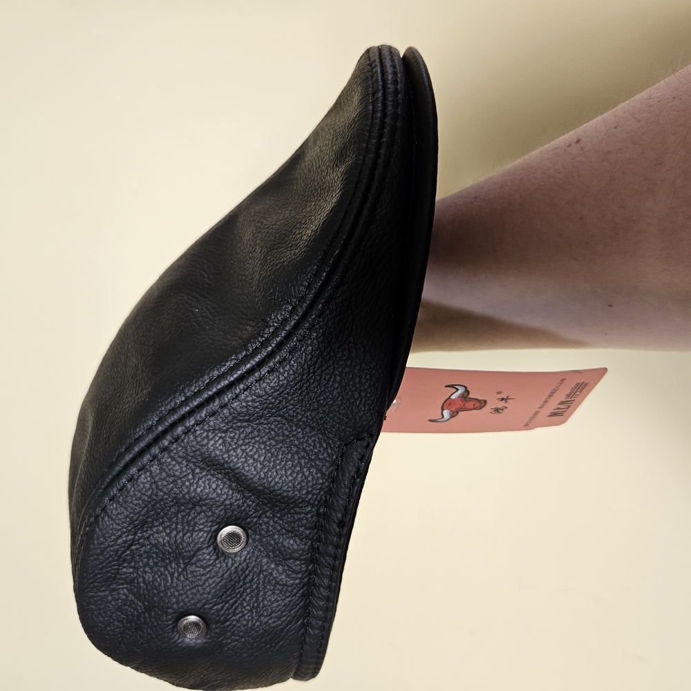 Black Leather Flat Cap